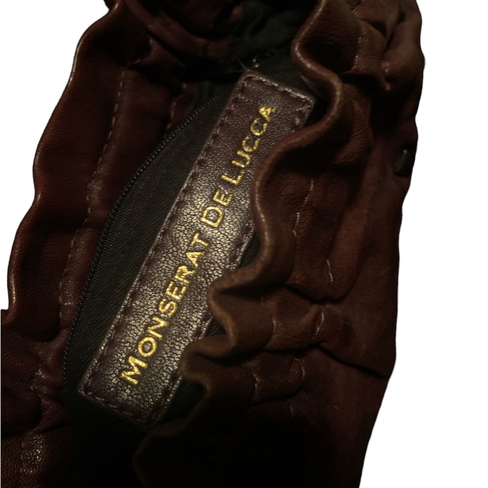 Monserat De Lucca ox blood studded clutch
